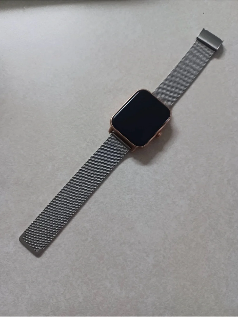 Smartwatch with Rose Gold Case & Stainless Steel Mesh Band